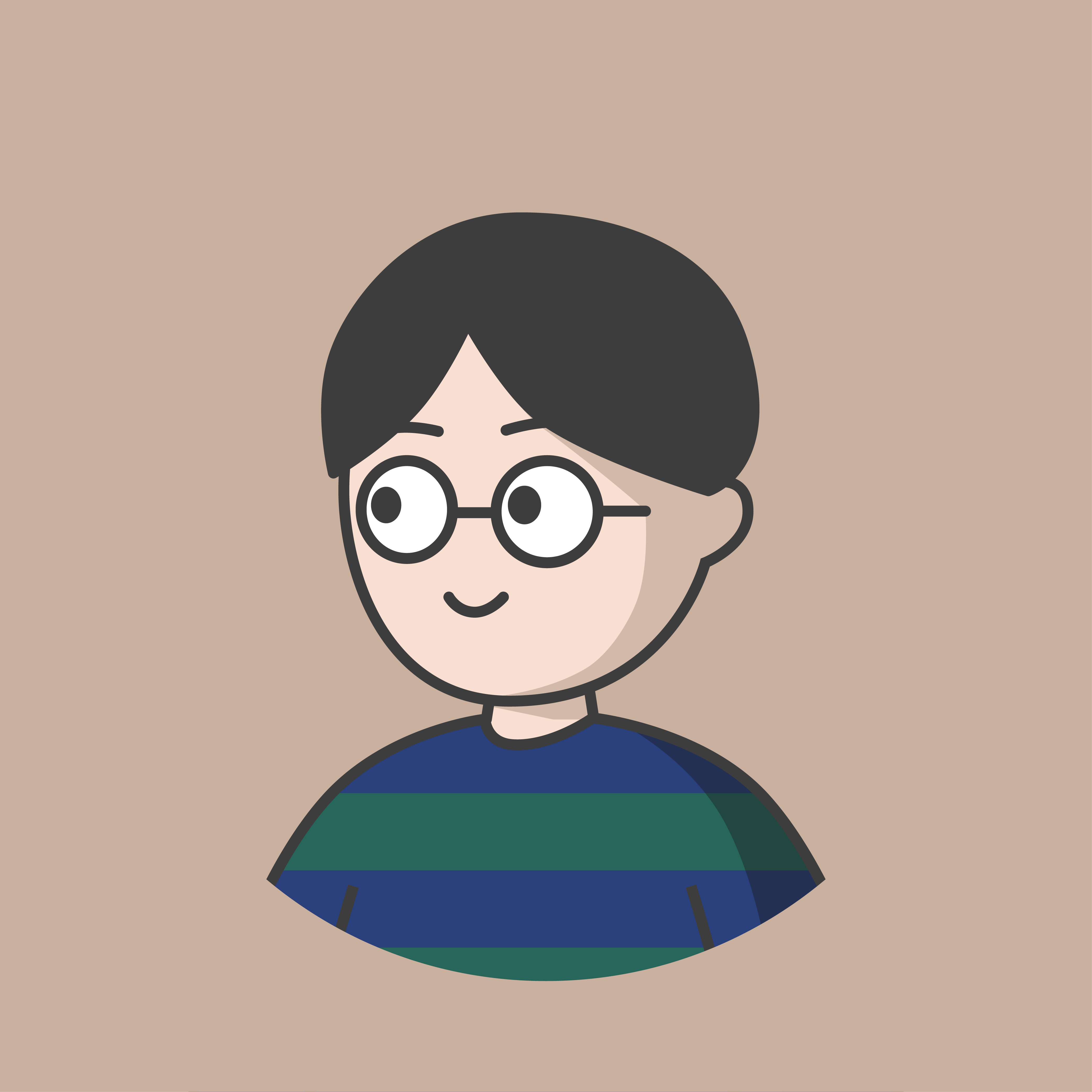 メガネをかけた自身のイラスト